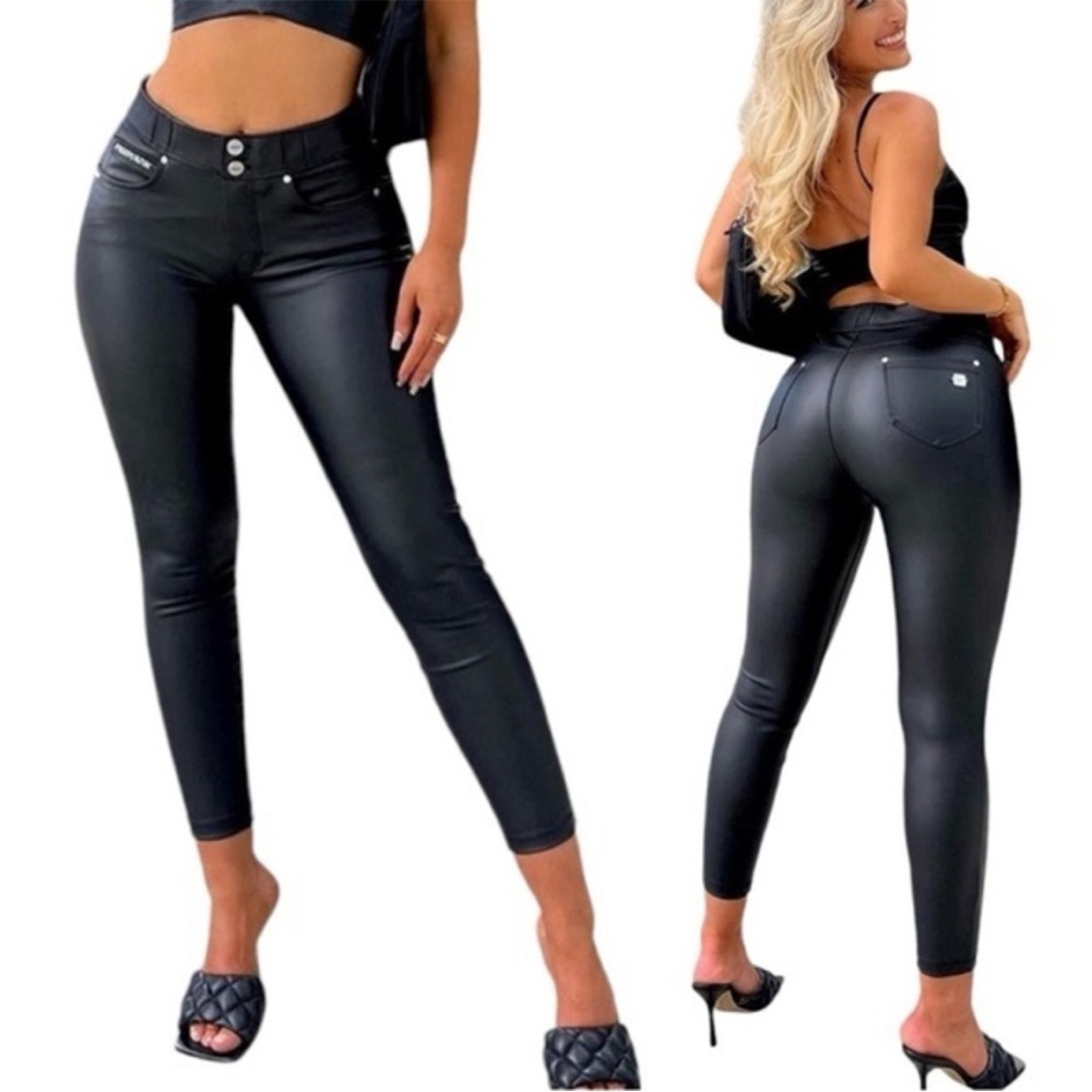 Freddy N.O.W Faux Leather High Waisted Skinny Pants in Black Sz 6 NWOT